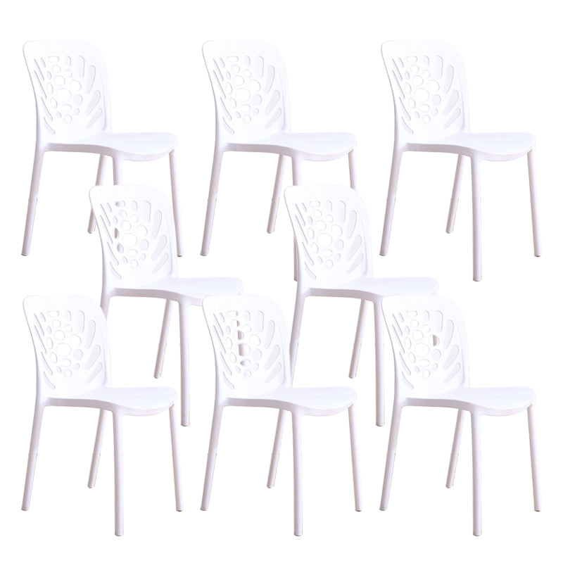 Modern Style Side Chair Plastic Stackable Dining Chair for Dining Room White 8 Piece Set Clearhalo 'Dining Chairs' 'Dining Tables & Seating' 'dining_chair' 'furn' 'furn_dining_chair' 'Furniture' 'Kitchen & Dining Furniture' 7738333