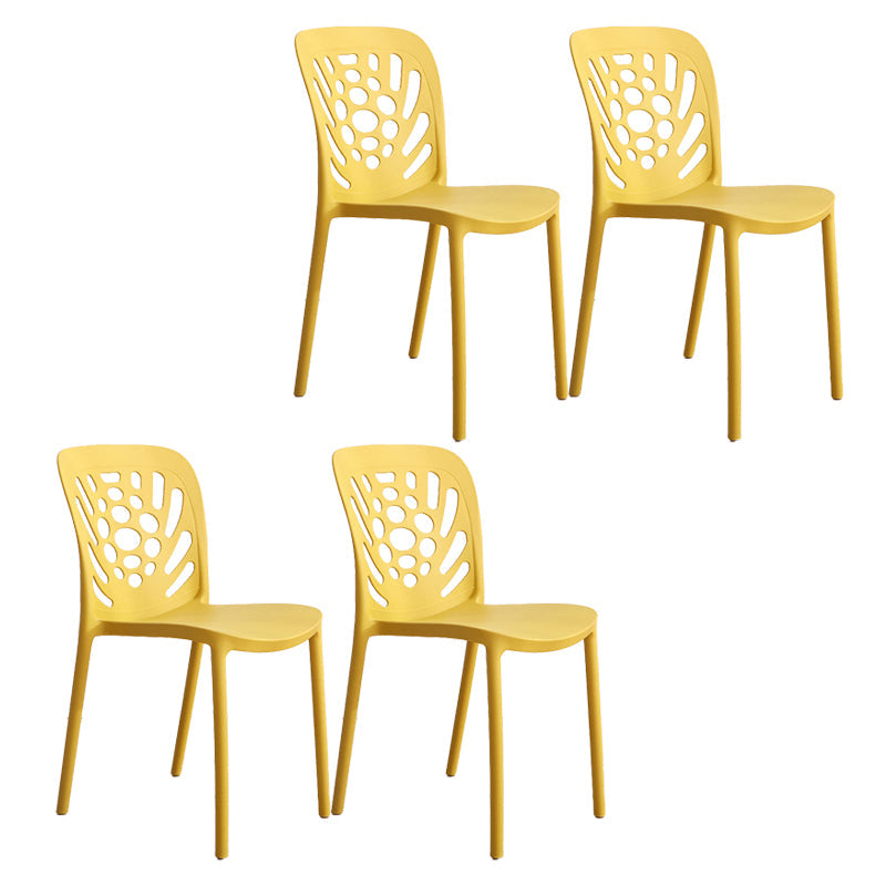 Modern Style Side Chair Plastic Stackable Dining Chair for Dining Room Yellow 4 Piece Set Clearhalo 'Dining Chairs' 'Dining Tables & Seating' 'dining_chair' 'furn' 'furn_dining_chair' 'Furniture' 'Kitchen & Dining Furniture' 7738339