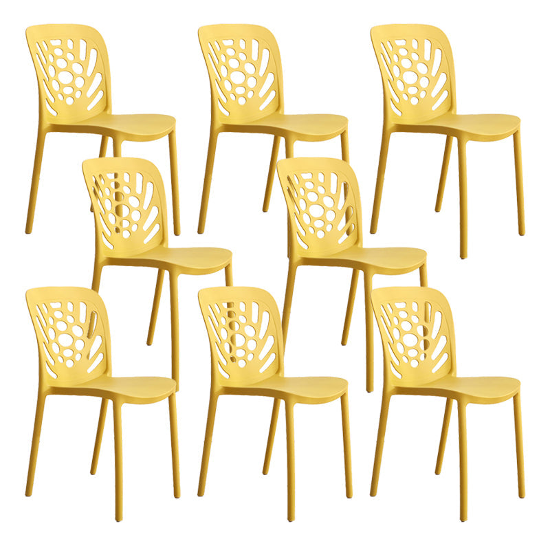 Modern Style Side Chair Plastic Stackable Dining Chair for Dining Room Yellow 8 Piece Set Clearhalo 'Dining Chairs' 'Dining Tables & Seating' 'dining_chair' 'furn' 'furn_dining_chair' 'Furniture' 'Kitchen & Dining Furniture' 7738341