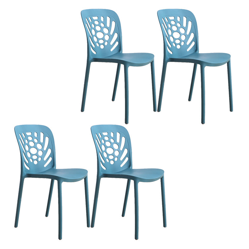 Modern Style Side Chair Plastic Stackable Dining Chair for Dining Room Blue 4 Piece Set Clearhalo 'Dining Chairs' 'Dining Tables & Seating' 'dining_chair' 'furn' 'furn_dining_chair' 'Furniture' 'Kitchen & Dining Furniture' 7738343