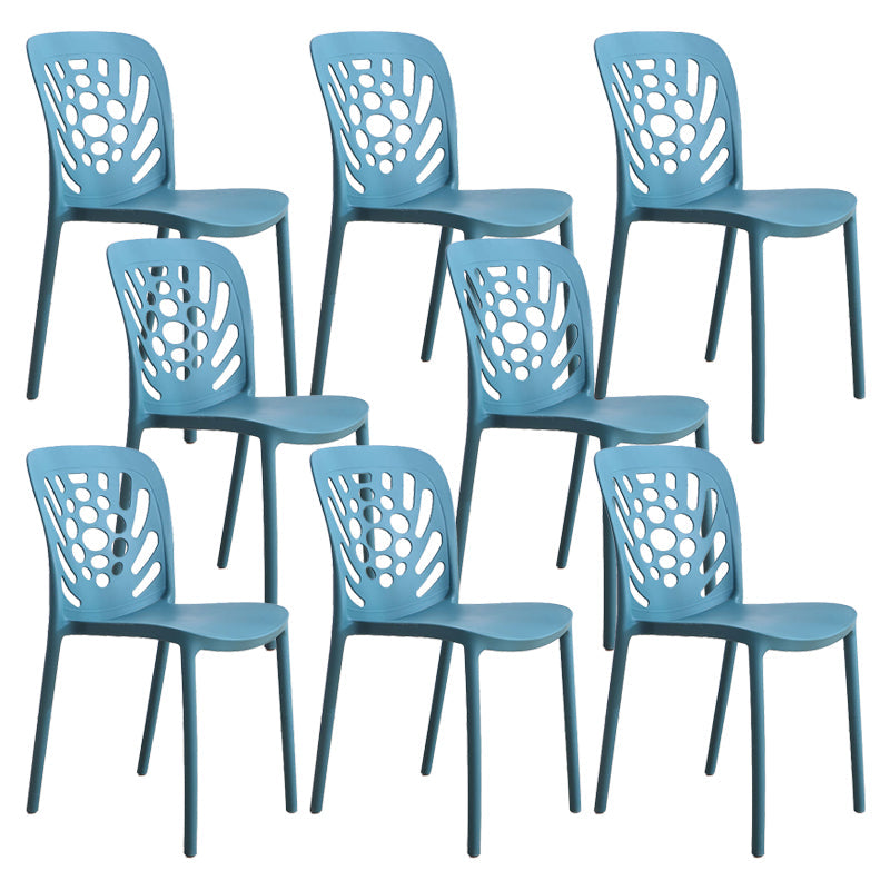 Modern Style Side Chair Plastic Stackable Dining Chair for Dining Room Blue 8 Piece Set Clearhalo 'Dining Chairs' 'Dining Tables & Seating' 'dining_chair' 'furn' 'furn_dining_chair' 'Furniture' 'Kitchen & Dining Furniture' 7738344