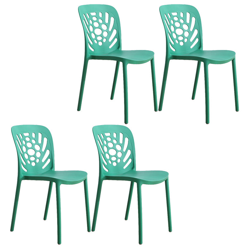Modern Style Side Chair Plastic Stackable Dining Chair for Dining Room Green 4 Piece Set Clearhalo 'Dining Chairs' 'Dining Tables & Seating' 'dining_chair' 'furn' 'furn_dining_chair' 'Furniture' 'Kitchen & Dining Furniture' 7738345