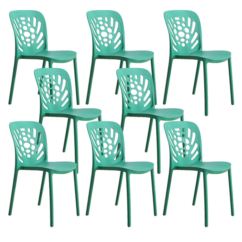 Modern Style Side Chair Plastic Stackable Dining Chair for Dining Room Green 8 Piece Set Clearhalo 'Dining Chairs' 'Dining Tables & Seating' 'dining_chair' 'furn' 'furn_dining_chair' 'Furniture' 'Kitchen & Dining Furniture' 7738346