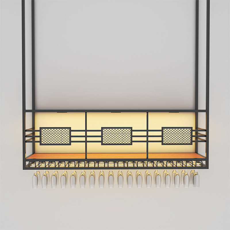 Zeitgenössischer Hängeweinhalter mit Glashalter und Lagerregal