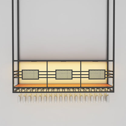 Porte-vin suspendu contemporain avec porte-verre et étagère de rangement