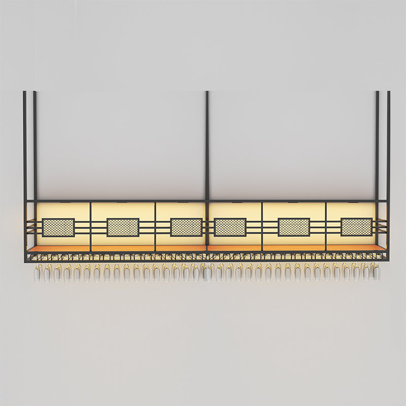Porta del vino sospeso contemporaneo con supporto di vetro e scaffale