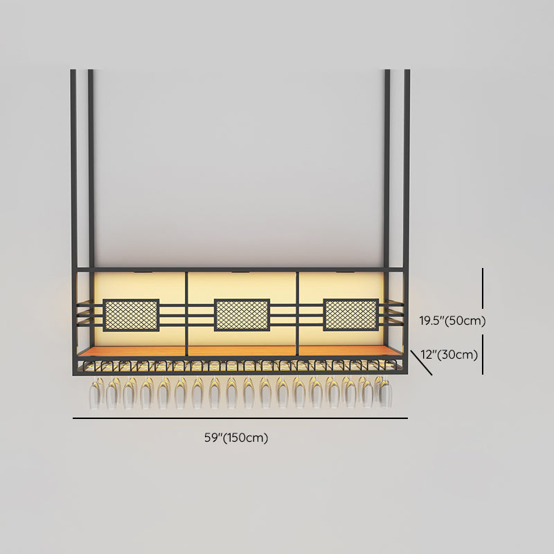 Porta del vino sospeso contemporaneo con supporto di vetro e scaffale