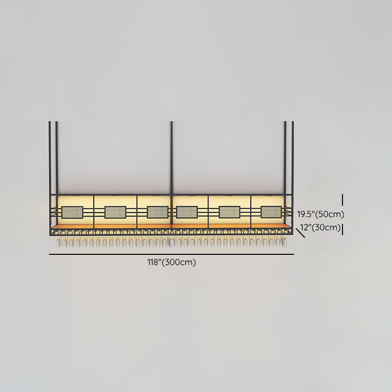 Porte-vin suspendu contemporain avec porte-verre et étagère de rangement