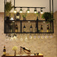Black Metal Hanging Wine Holder with Glass Holder & Storage Shelf Clearhalo 'furn' 'furn_wine_racks' 'Furniture' 'Kitchen & Dining Furniture' 'Wine Racks' 'wine_racks' 7738492