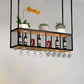 Black Metal Hanging Wine Holder with Glass Holder & Storage Shelf 71"L x 12"W x 31"H Clearhalo 'furn' 'furn_wine_racks' 'Furniture' 'Kitchen & Dining Furniture' 'Wine Racks' 'wine_racks' 7738495