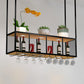 Black Metal Hanging Wine Holder with Glass Holder & Storage Shelf Clearhalo 'furn' 'furn_wine_racks' 'Furniture' 'Kitchen & Dining Furniture' 'Wine Racks' 'wine_racks' 7738505
