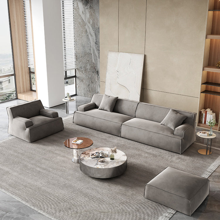 Sofá de brazo empotrado de cuero/tela genuino contemporáneo para sala de estar