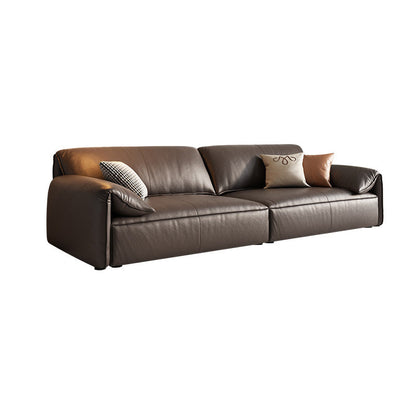 Genuine Leather Contemporary Pillow Top Arm Sofa for Living Room Genuine Leather Clearhalo 'furn' 'furn_sofas' 'Furniture' 'Living Room Furniture' 'Sofa' 'sofas' 7739361