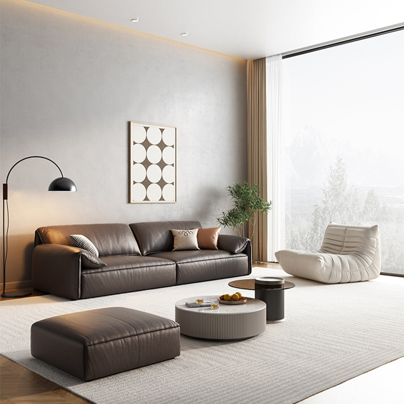 Genuine Leather Contemporary Pillow Top Arm Sofa for Living Room Clearhalo 'furn' 'furn_sofas' 'Furniture' 'Living Room Furniture' 'Sofa' 'sofas' 7739364