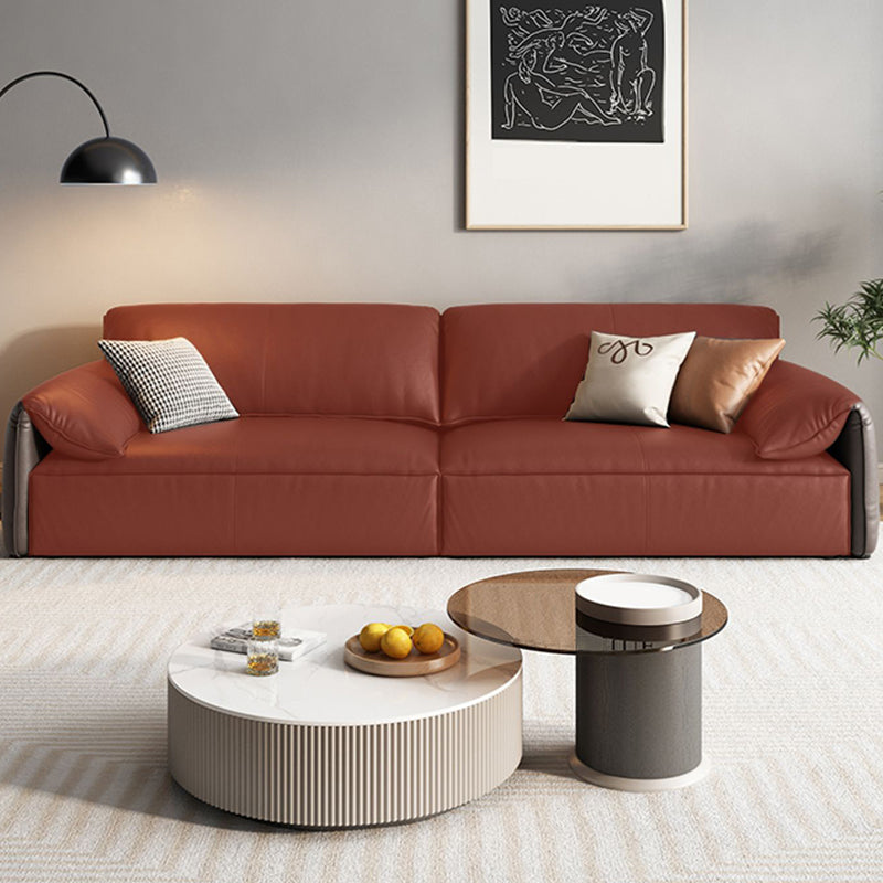 Genuine Leather Contemporary Pillow Top Arm Sofa for Living Room Clearhalo 'furn' 'furn_sofas' 'Furniture' 'Living Room Furniture' 'Sofa' 'sofas' 7739365