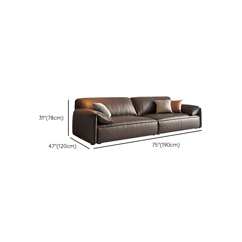 Genuine Leather Contemporary Pillow Top Arm Sofa for Living Room Clearhalo 'furn' 'furn_sofas' 'Furniture' 'Living Room Furniture' 'Sofa' 'sofas' 7739381