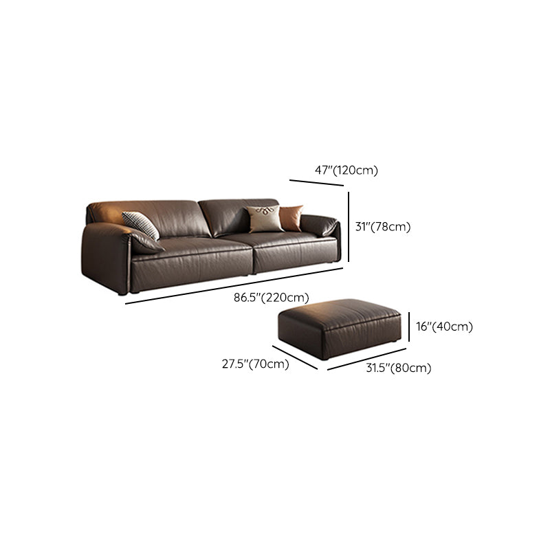 Genuine Leather Contemporary Pillow Top Arm Sofa for Living Room Clearhalo 'furn' 'furn_sofas' 'Furniture' 'Living Room Furniture' 'Sofa' 'sofas' 7739383