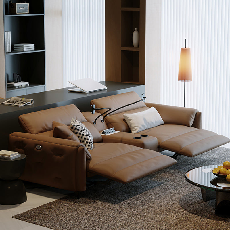 本革の枕のトップアームパワー - リビングルームにモダンなソファを押してください