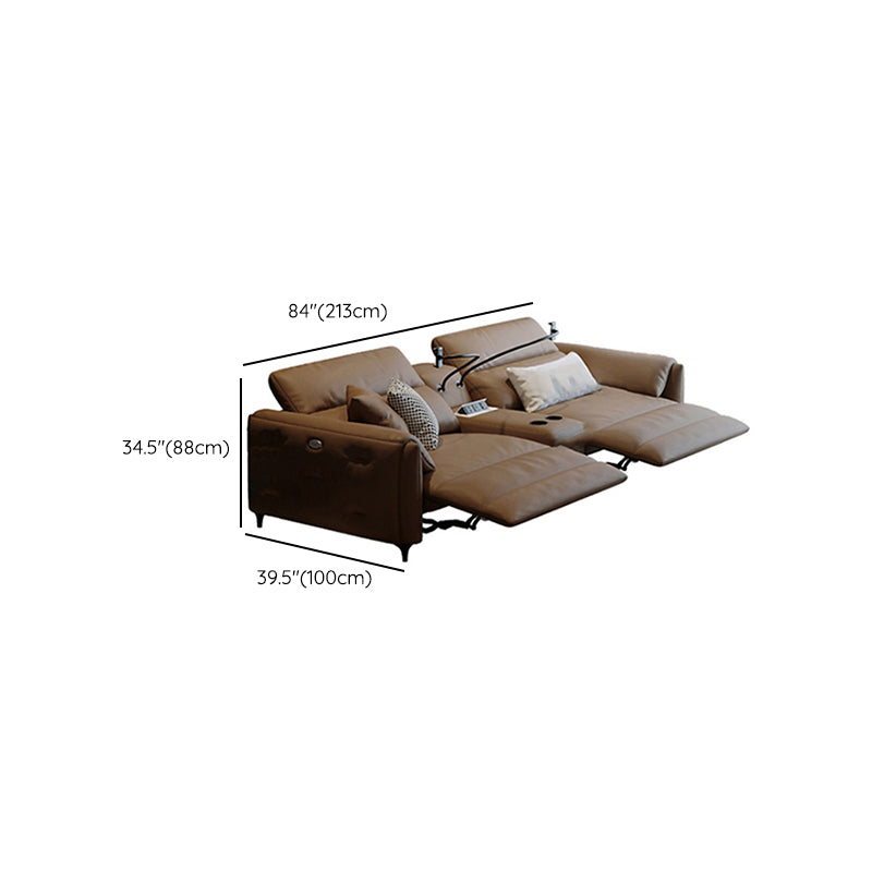 本革の枕のトップアームパワー - リビングルームにモダンなソファを押してください