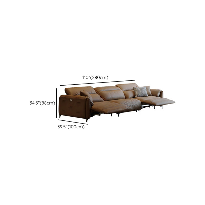 本革の枕のトップアームパワー - リビングルームにモダンなソファを押してください