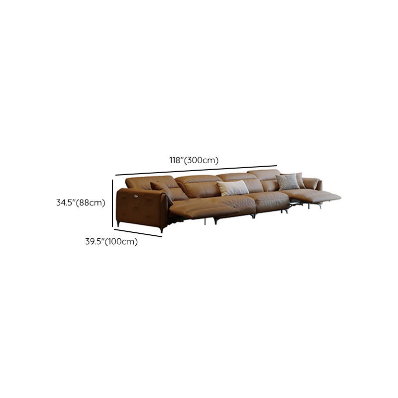 本革の枕のトップアームパワー - リビングルームにモダンなソファを押してください