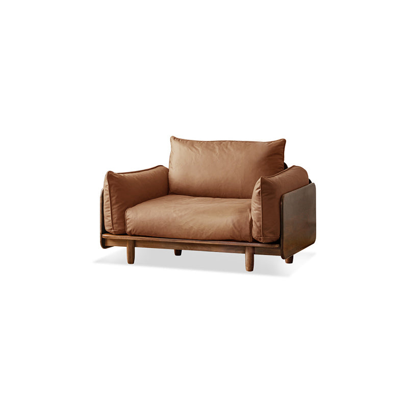 Standard Solid Wood Square Arm Sofa with Cushions Back for Living Room 43.5"L x 37.5"W x 25.5"H Faux Leather Clearhalo 'furn' 'furn_sofas' 'Furniture' 'Living Room Furniture' 'Sofa' 'sofas' 7739466