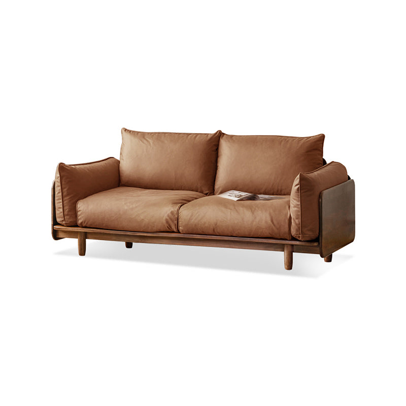 Standard Solid Wood Square Arm Sofa with Cushions Back for Living Room 71"L x 37"W x 26"H Faux Leather Clearhalo 'furn' 'furn_sofas' 'Furniture' 'Living Room Furniture' 'Sofa' 'sofas' 7739472