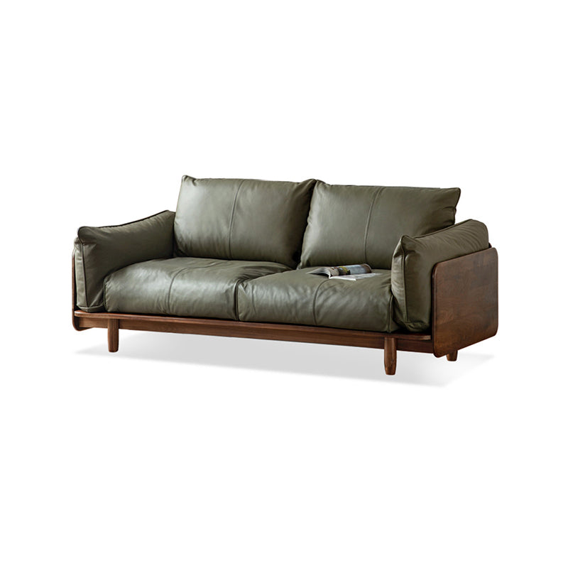 Standard Solid Wood Square Arm Sofa with Cushions Back for Living Room 71"L x 37"W x 26"H Genuine Leather Clearhalo 'furn' 'furn_sofas' 'Furniture' 'Living Room Furniture' 'Sofa' 'sofas' 7739474