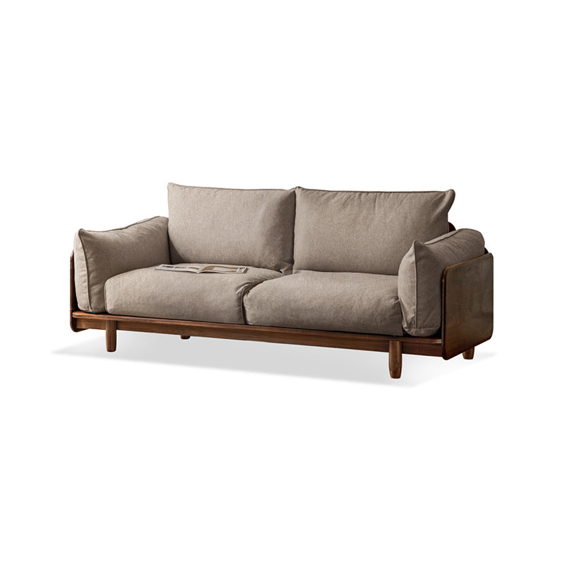 Standard Solid Wood Square Arm Sofa with Cushions Back for Living Room 71"L x 37"W x 26"H Linen Clearhalo 'furn' 'furn_sofas' 'Furniture' 'Living Room Furniture' 'Sofa' 'sofas' 7739475