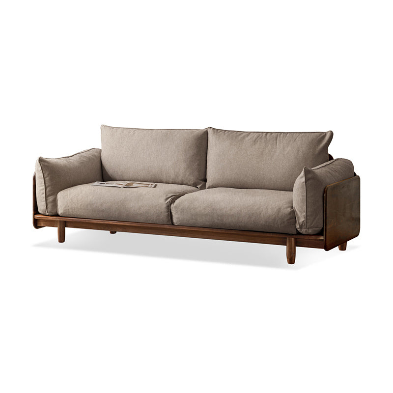 Standard Solid Wood Square Arm Sofa with Cushions Back for Living Room 86.5"L x 37.5"W x 25.5"H Linen Clearhalo 'furn' 'furn_sofas' 'Furniture' 'Living Room Furniture' 'Sofa' 'sofas' 7739481