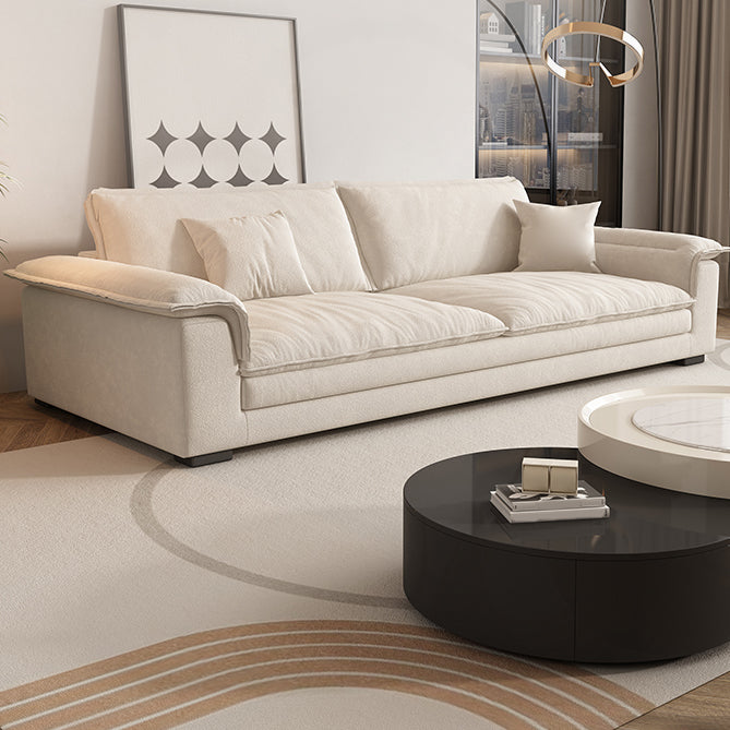 Eigentijdse massief houten kussen bovenarm Stain Resistant Fabric Sofa in beige