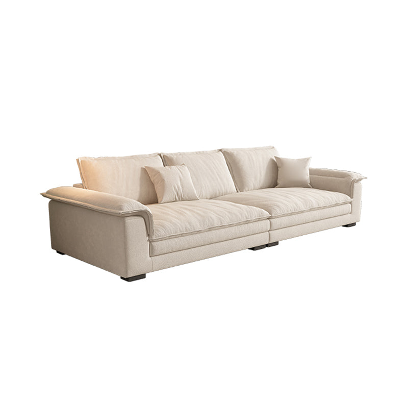 Eigentijdse massief houten kussen bovenarm Stain Resistant Fabric Sofa in beige