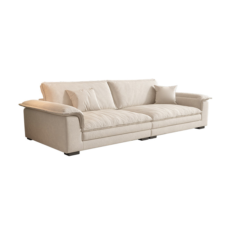 Eigentijdse massief houten kussen bovenarm Stain Resistant Fabric Sofa in beige