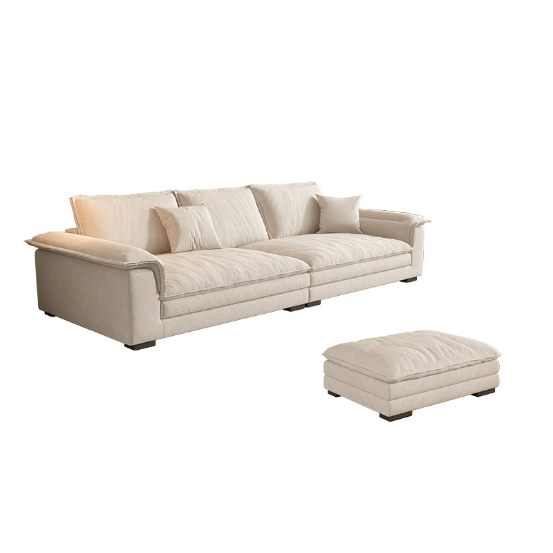 Eigentijdse massief houten kussen bovenarm Stain Resistant Fabric Sofa in beige