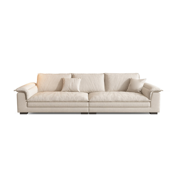 Eigentijdse massief houten kussen bovenarm Stain Resistant Fabric Sofa in beige