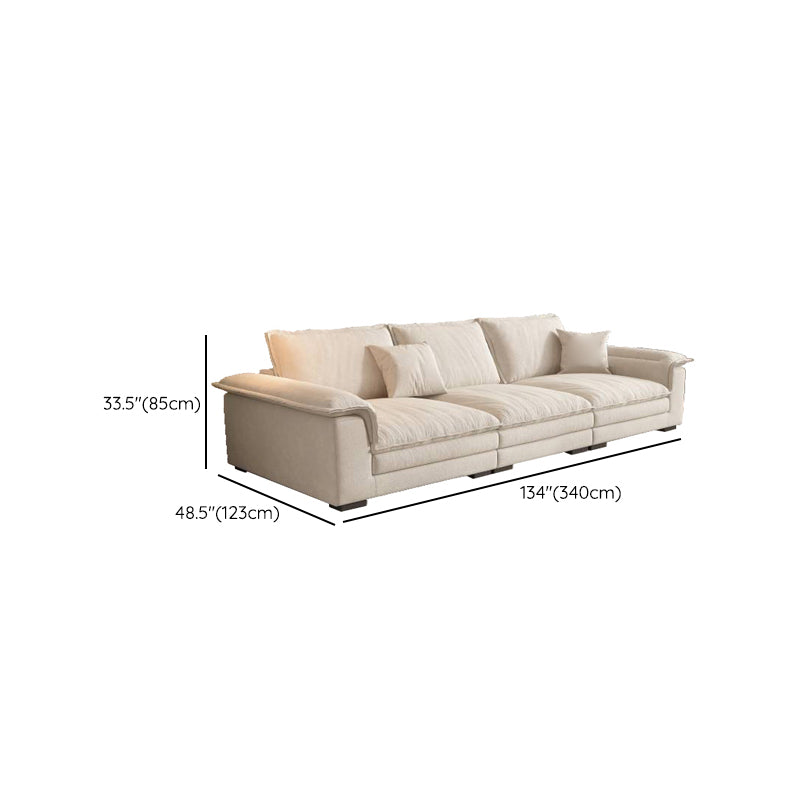 Eigentijdse massief houten kussen bovenarm Stain Resistant Fabric Sofa in beige