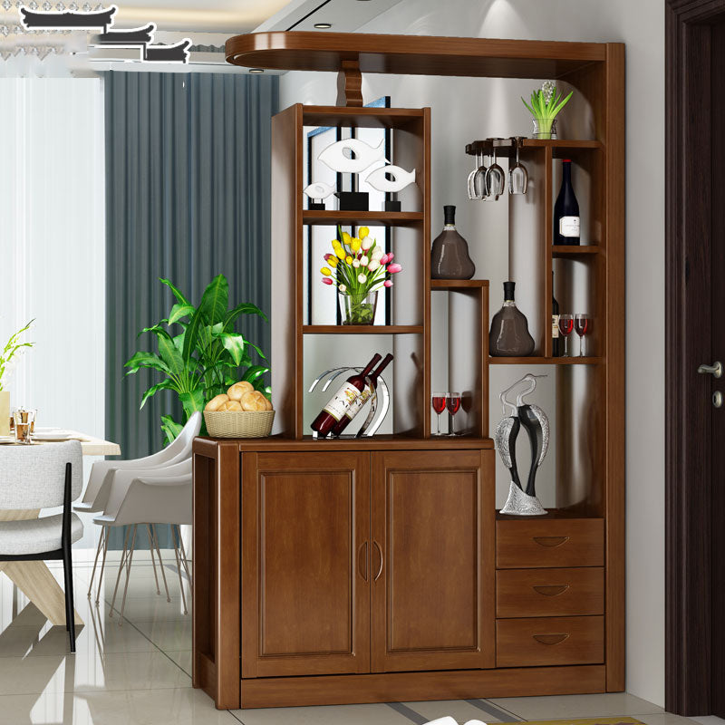 Contemporary Solid Wood 3-drawer Accent Cabinet with Door and Shelves 51"L x 16"W x 79"H Walnut Clearhalo 'Cabinets & Chests' 'cabinets_chests' 'furn' 'furn_cabinets_chests' 'Furniture' 'Living Room Furniture' 7739706