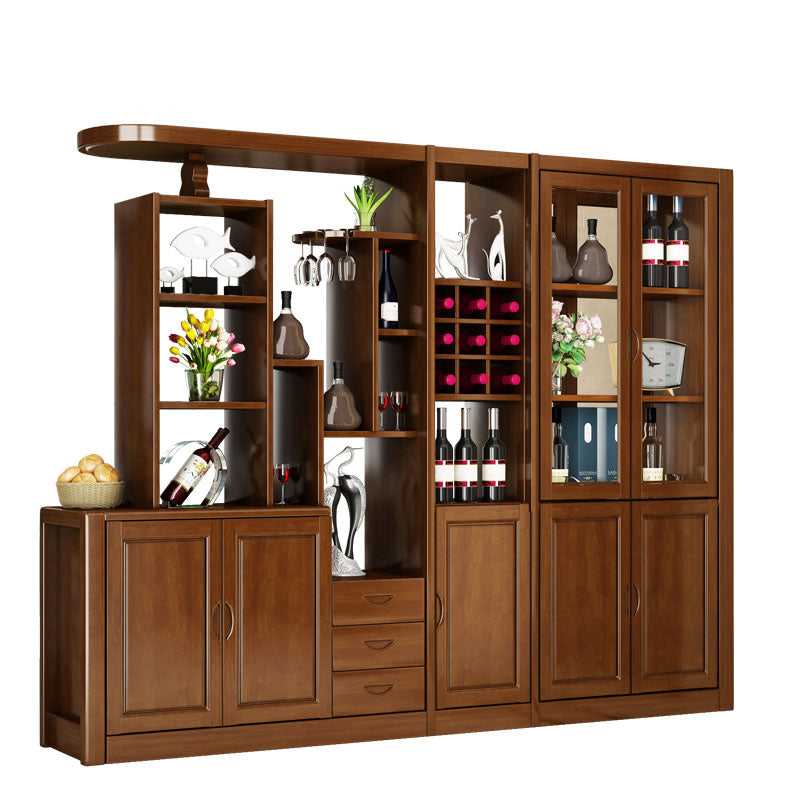 Contemporary Solid Wood 3-drawer Accent Cabinet with Door and Shelves 98"L x 16"W x 79"H Walnut Clearhalo 'Cabinets & Chests' 'cabinets_chests' 'furn' 'furn_cabinets_chests' 'Furniture' 'Living Room Furniture' 7739711