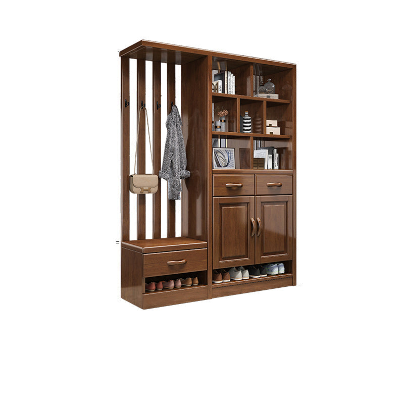 Modern Wood Cabinet in Brown 13.77" Wide Accent Cabinet with Drawers and Doors