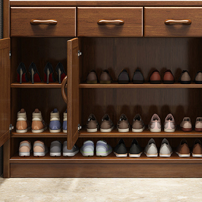 Modern Wood Cabinet in Brown 13.77" Wide Accent Cabinet with Drawers and Doors