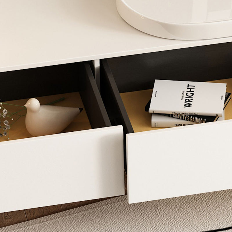 White Contemporary Oval and Round Wood Coffee Table with Drawer Clearhalo 'Coffee & Accent Tables' 'Coffee Tables' 'coffee_tables' 'furn' 'furn_coffee_tables' 'Furniture' 'Living Room Furniture' 7740879