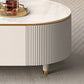Glam Stone Oval Single White 4 Legs Coffee Table with Drawers