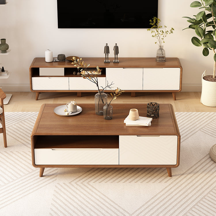 4 Legs Contemporary No Distressing Coffee Table with Storage Shelf Clearhalo 'Coffee & Accent Tables' 'Coffee Tables' 'coffee_tables' 'furn' 'furn_coffee_tables' 'Furniture' 'Living Room Furniture' 7741042