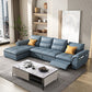 Stainless Steel Blue Genuine Leather Living Room Flared Arm Sofa Clearhalo 'furn' 'furn_sofas' 'Furniture' 'Living Room Furniture' 'Sofa' 'sofas' 7741258