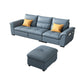 Stainless Steel Blue Genuine Leather Living Room Flared Arm Sofa 1-Seater Sofa & 2-Seater Sofa & Ottoman 94.5"L x 35.5"W x 35.5"H Genuine Leather Clearhalo 'furn' 'furn_sofas' 'Furniture' 'Living Room Furniture' 'Sofa' 'sofas' 7741270