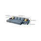 Stainless Steel Blue Genuine Leather Living Room Flared Arm Sofa Clearhalo 'furn' 'furn_sofas' 'Furniture' 'Living Room Furniture' 'Sofa' 'sofas' 7741289