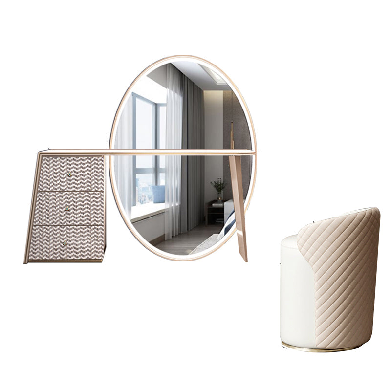 Glam Slate Makeup Dreshing Tabinet Tabouret en beige avec un miroir de 57 "de haut