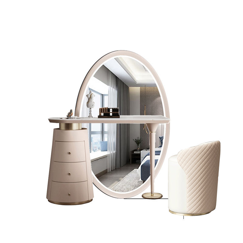 Glam leisteen make -upkruidtafel ontlasting in beige met 57 "hoge spiegel