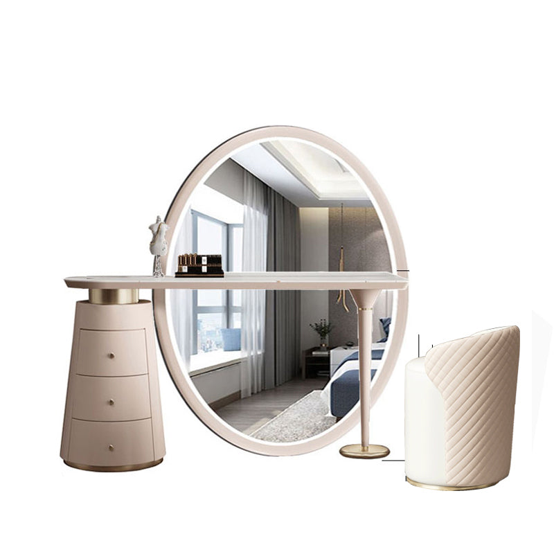 Glam leisteen make -upkruidtafel ontlasting in beige met 57 "hoge spiegel