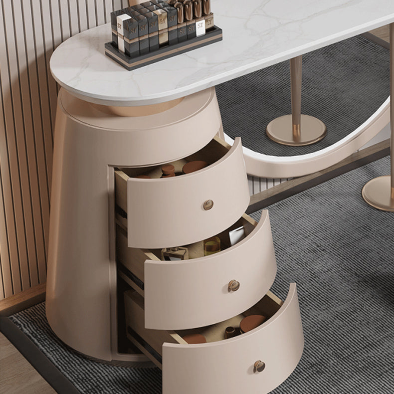 Glam leisteen make -upkruidtafel ontlasting in beige met 57 "hoge spiegel